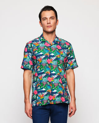 Camisa Hawaiana estampado tropical tonos by MIRTO