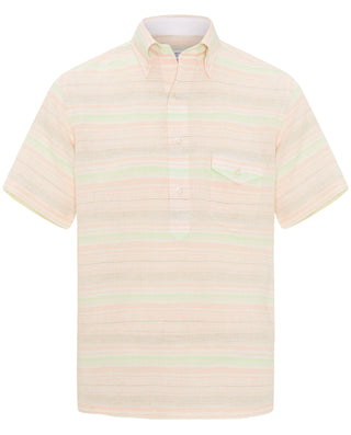 Camisa polera rayas naranja y verde de lino by MIR