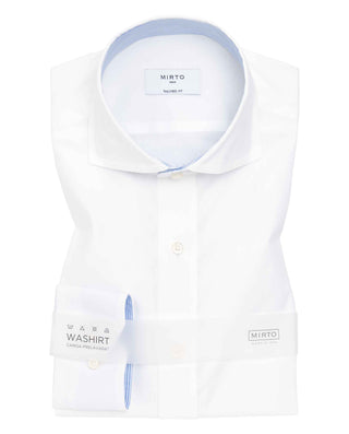 Camisa casual lisa semi-entallada blanco
