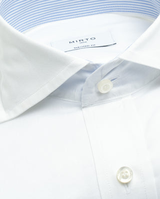 Camisa casual lisa semi-entallada blanco