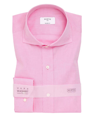 Camisa casual lisa semi-entallada rosa
