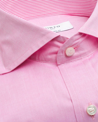 Camisa casual lisa semi-entallada rosa