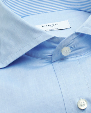 Camisa casual lisa semi-entallada azul