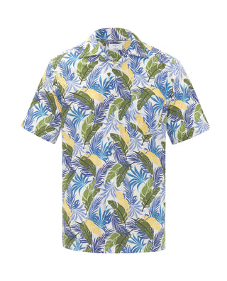 Camisa Hawaiana estampado hojas verde y azul by MI