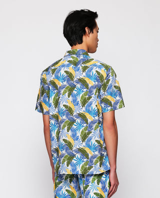 Camisa Hawaiana estampado hojas verde y azul by MI