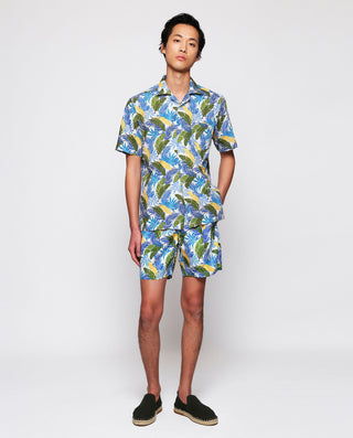 Camisa Hawaiana estampado hojas verde y azul by MI