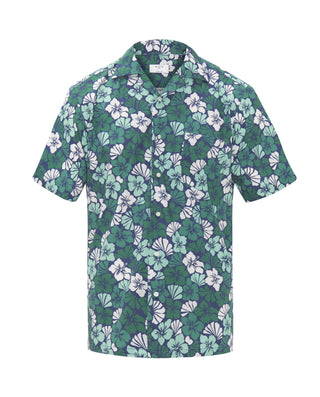 Camisa Hawaiana estampado floral tonos verdes by M