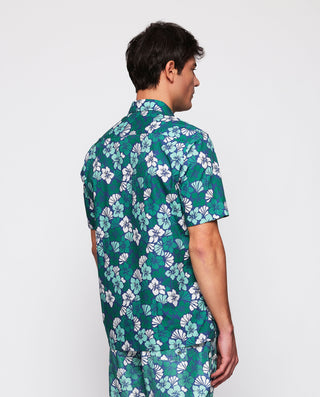 Camisa Hawaiana estampado floral tonos verdes by M