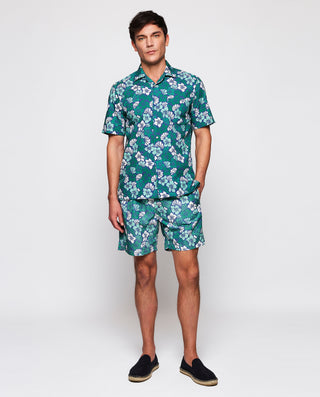 Camisa Hawaiana estampado floral tonos verdes by M
