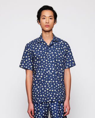 Camisa Hawaiana azul marino estampado by MIRTO