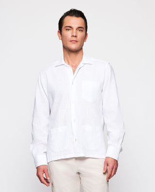 Camisa casual blanca delantero en jacquard by MIRT