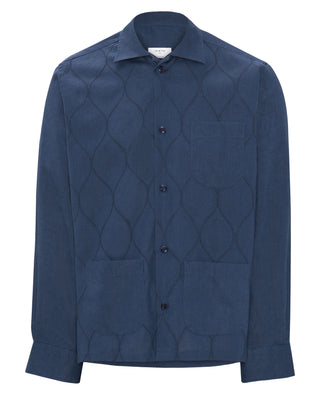 Camisa casual azul marino delantero jacquard