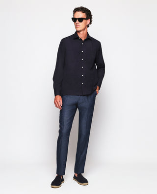 Guayabera algodón manga larga 4 bolsillos