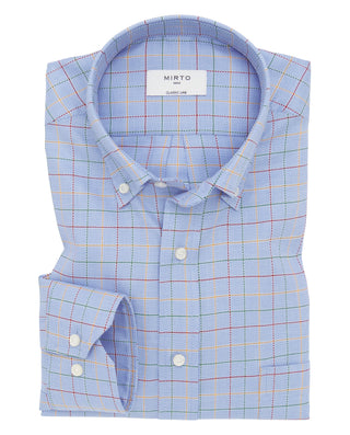 Camisa casual azul cuadros multicolor by MIRTO | 07525_0050_1