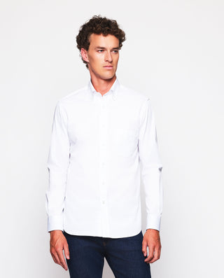 Camisa casual blanca de algodón prelavada by MIRTO | 07541_0050_2