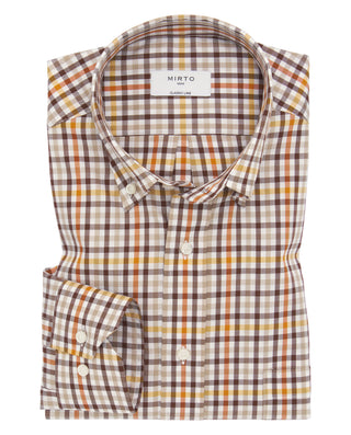 Camisa casual cuadros marrones algodón con es by M | 07574_0050_1