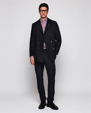 Red & blue casual checked shirt in cotton