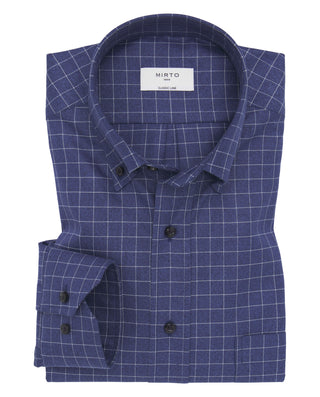 Camisa casual azul marino microcuadro blanco by MI | 07601_0056_1