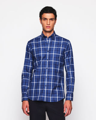 Camisa casual azul cuadros hilatura melange by MIR | 07605_0052_2