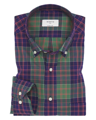 Camisa casual cuadros tartán azul y verde de by MI | 07617_0050_1