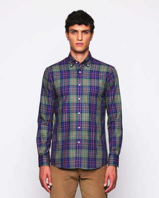 Camisa casual cuadros tartán azul y verde de by MI | 07617_0050_2