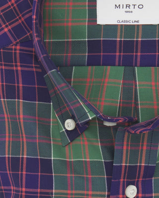 Camisa casual cuadros tartán azul y verde de by MI | 07617_0050_5