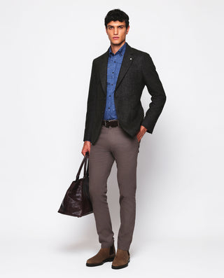 Multicolor micro-print, denim effect casual shirt