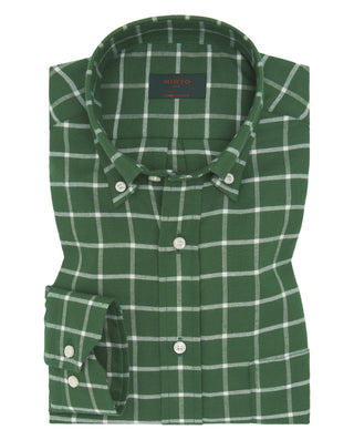 Camisa casual verde cuadros blancos