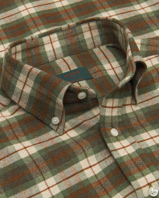 Camisa casual cuadros cáqui de franela