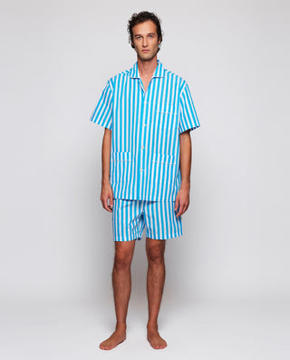 Pijama corto rayas turquesa