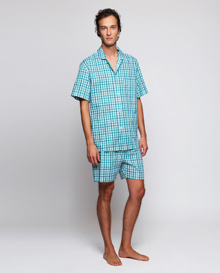 Pijama corto cuadros verdes
