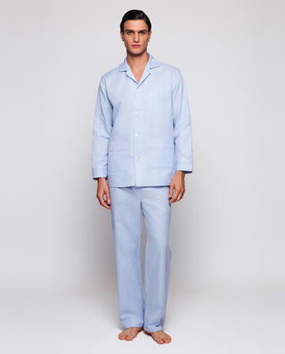 Pijama largo de algodón rayas azules