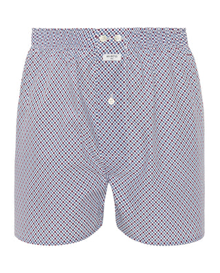 Blue and maroon geometric print fabric boxer shorts