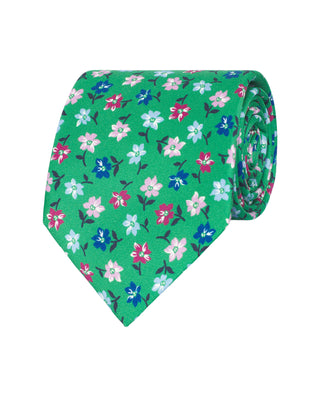 Corbata twill estampado de seda verde by MIRTO