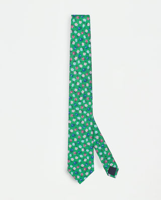 Corbata twill estampado de seda verde by MIRTO