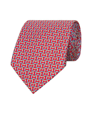 Corbata twill estampado de seda rojo by MIRTO