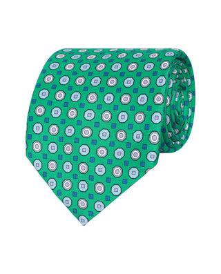 Corbata twill estampado de seda verde by MIRTO