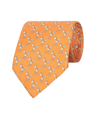 Corbata twill estampado de seda naranja by MIRTO