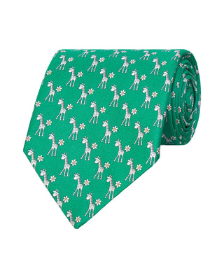 Corbata twill estampado de seda verde by MIRTO