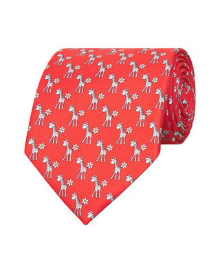 Corbata twill estampado de seda rojo by MIRTO