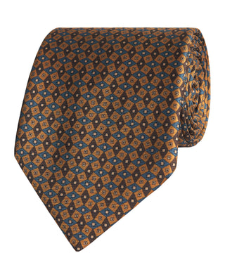 Corbata twill estampado marrón en seda natural