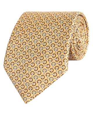 Corbata twill estampado amarillo en seda natural