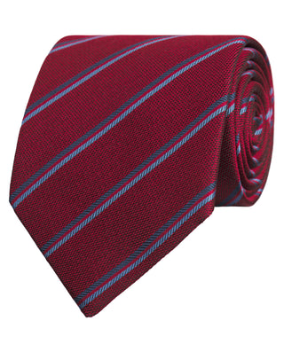 Corbata jacquard granate rayas en seda natural