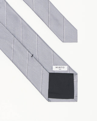Corbata jacquard rayas seda natural gris by MIRTO | 81467_0003_2
