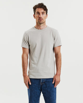 Beige organic cotton crew neck t-shirt