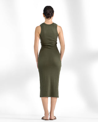 Vestido sin mangas de canalé verde by Bread&Boxers