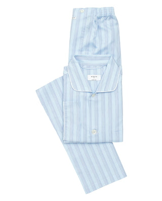 Pijama largo de algodón rayas celeste by MIRTO