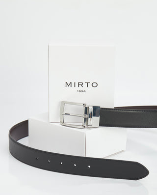 Black & brown reversible leather belt