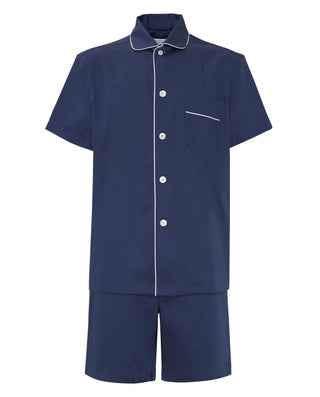 Pijama corto algodón satinado marino by MIRTO