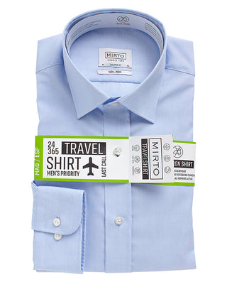 Camisa fil a fil semi-entallada travelshirt azul